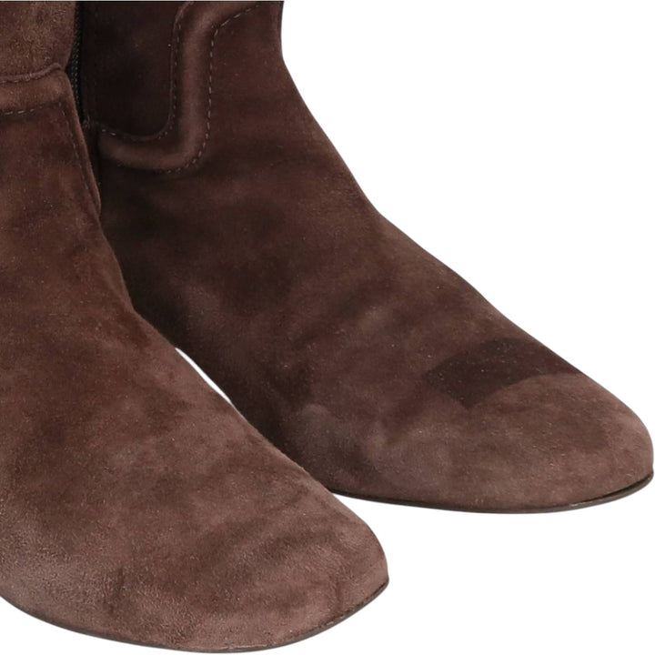 Tory Burch Suede Side-Zip Long Boots, Made in Brazil, Size 5 1/2M, Women's, Equivalent to 8.9 inches /saa013858 Women's 22.5cm Genuine Leather Suede brown type Vintage Second Hand