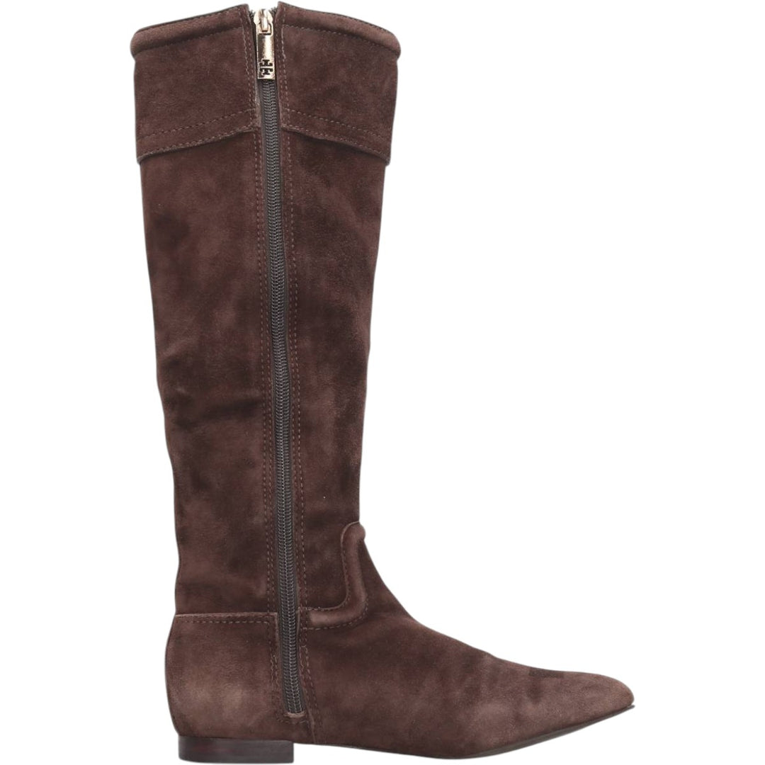 Tory Burch Suede Side-Zip Long Boots, Made in Brazil, Size 5 1/2M, Women's, Equivalent to 8.9 inches /saa013858 Women's 22.5cm Genuine Leather Suede brown type Vintage Second Hand