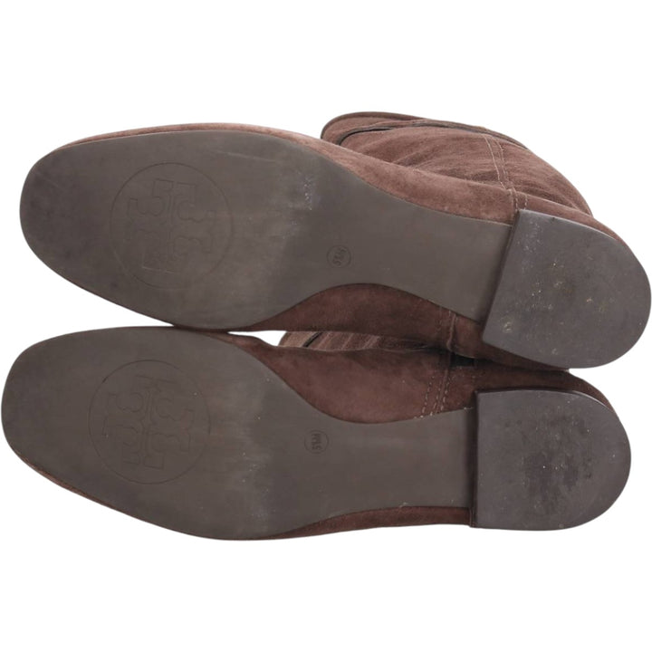 Tory Burch Suede Side-Zip Long Boots, Made in Brazil, Size 5 1/2M, Women's, Equivalent to 8.9 inches /saa013858 Women's 22.5cm Genuine Leather Suede brown type Vintage Second Hand