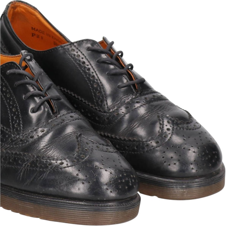 Dr. Martens Wingtip Full Brogue 3-Eye Shoes, Made in England, Size 6, Women's, Size 9.8" (saa013859) Women's 25.0cm genuine leather black type Vintage Second Hand