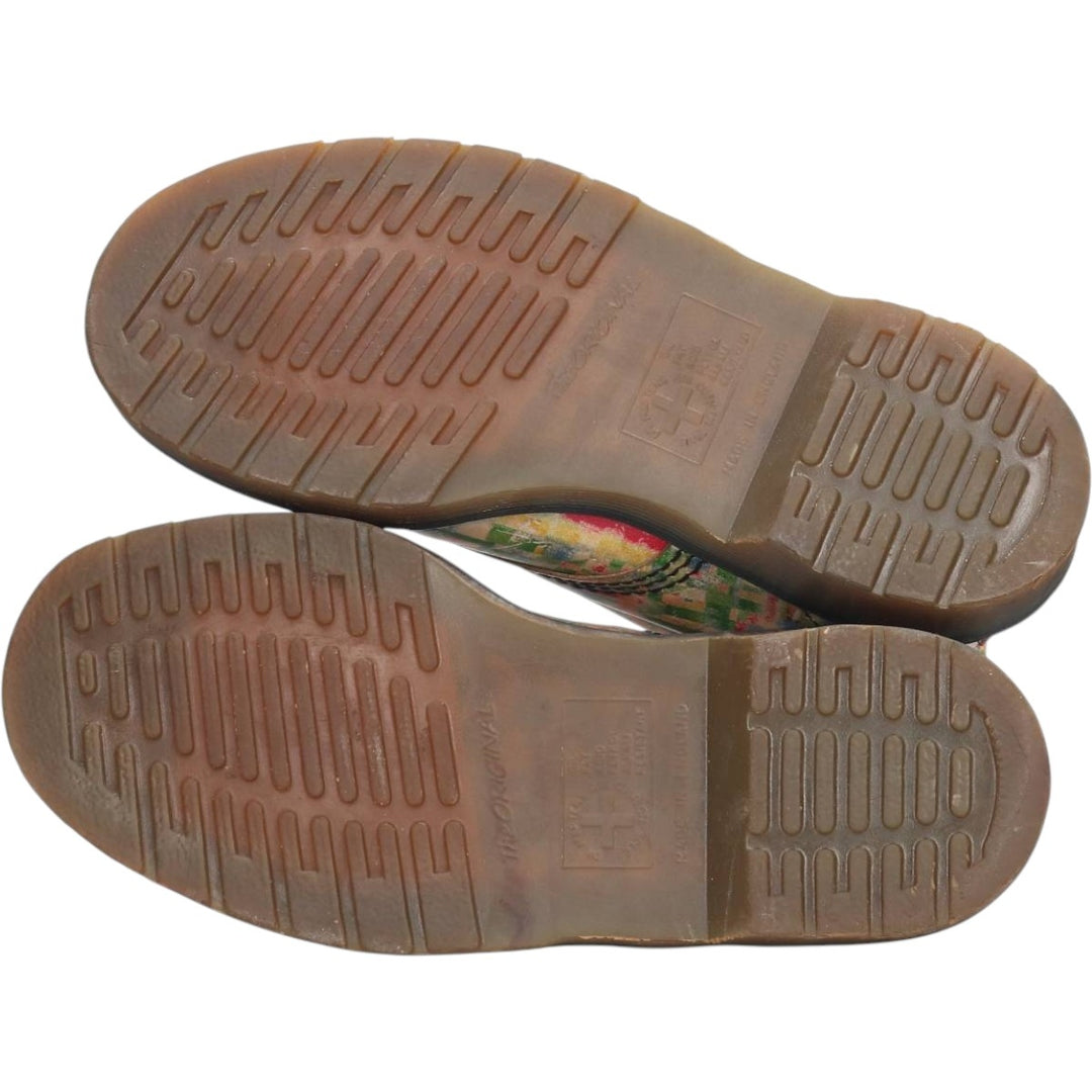 Dr. Martens all-over print 8-eye boots, Made in England, Size 4 Women's 23.0cm genuine leather green type Vintage Second Hand