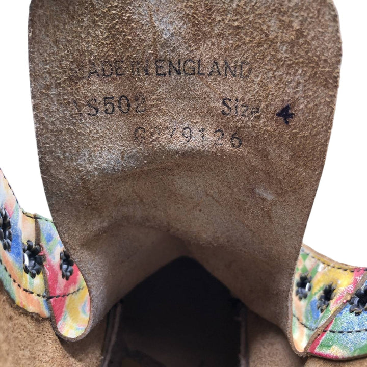 Dr. Martens all-over print 8-eye boots, Made in England, Size 4 Women's 23.0cm genuine leather green type Vintage Second Hand