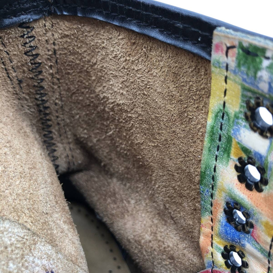 Dr. Martens all-over print 8-eye boots, Made in England, Size 4 Women's 23.0cm genuine leather green type Vintage Second Hand