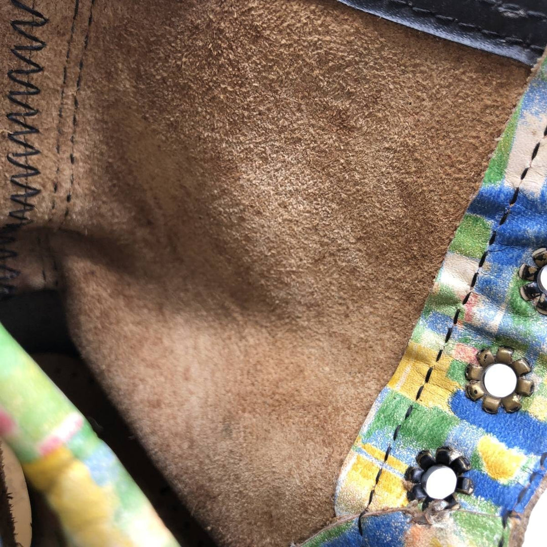 Dr. Martens all-over print 8-eye boots, Made in England, Size 4 Women's 23.0cm genuine leather green type Vintage Second Hand