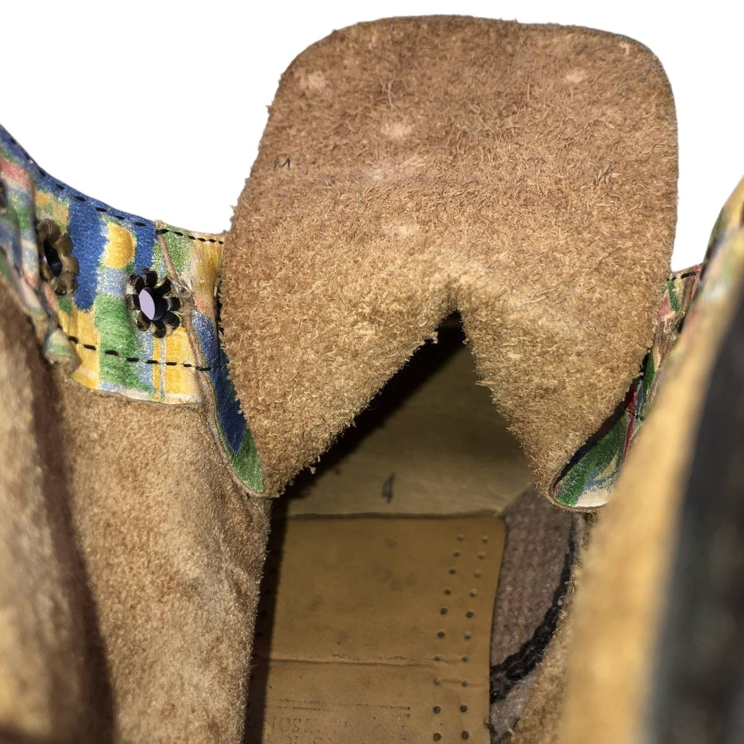 Dr. Martens all-over print 8-eye boots, Made in England, Size 4 Women's 23.0cm genuine leather green type Vintage Second Hand