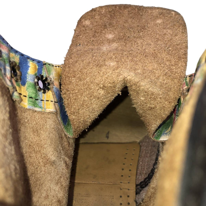 Dr. Martens all-over print 8-eye boots, Made in England, Size 4 Women's 23.0cm genuine leather green type Vintage Second Hand