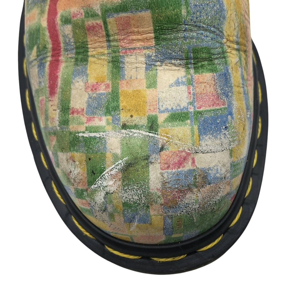 Dr. Martens all-over print 8-eye boots, Made in England, Size 4 Women's 23.0cm genuine leather green type Vintage Second Hand