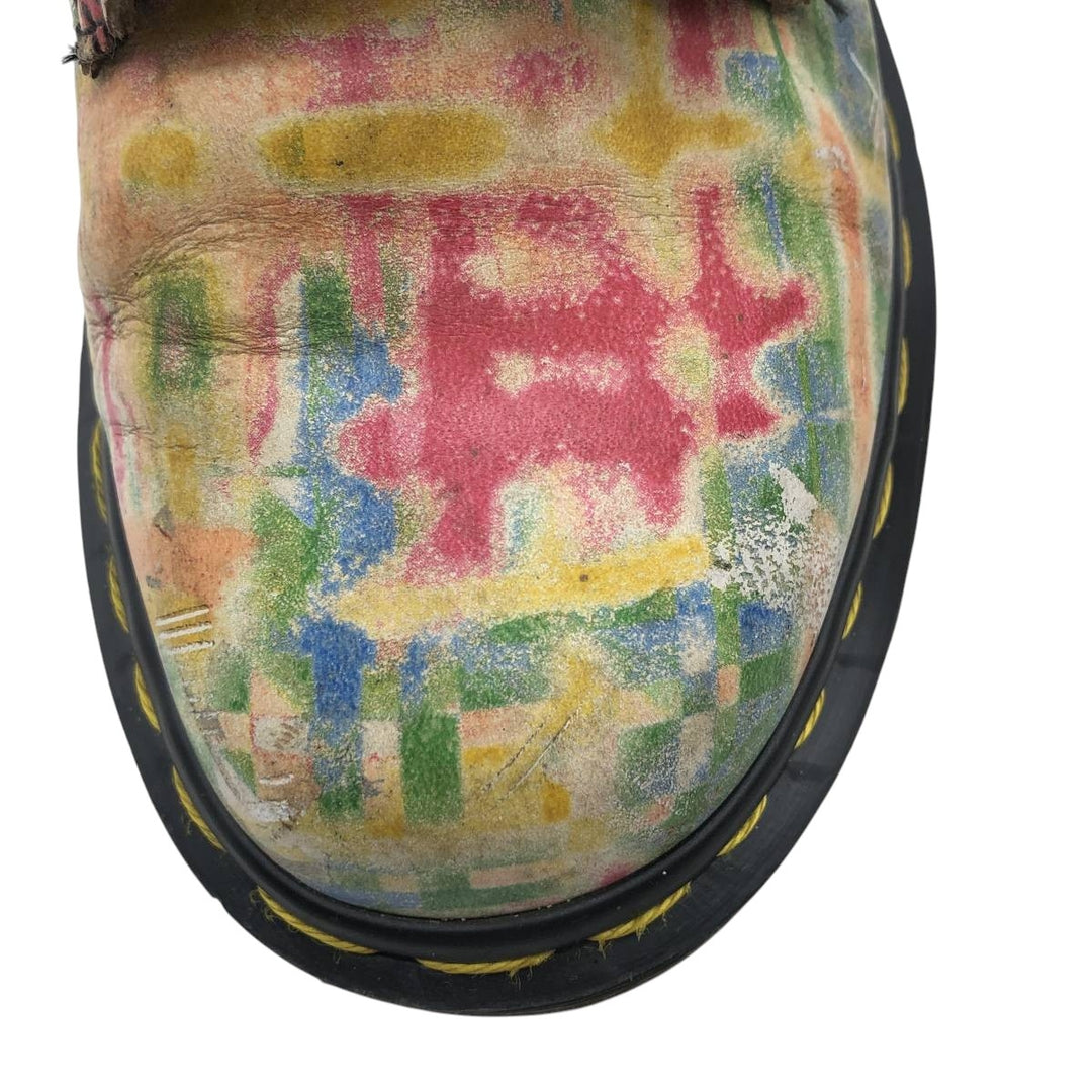 Dr. Martens all-over print 8-eye boots, Made in England, Size 4 Women's 23.0cm genuine leather green type Vintage Second Hand