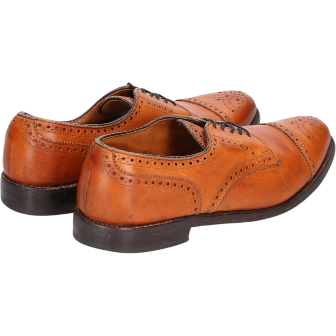 Allen Edmonds Sanford Semi-Brogue Straight-Tip Shoes, Made in USA, Size 9 1/2, AAA Men's 27.5cm genuine leather brown type Vintage Second Hand