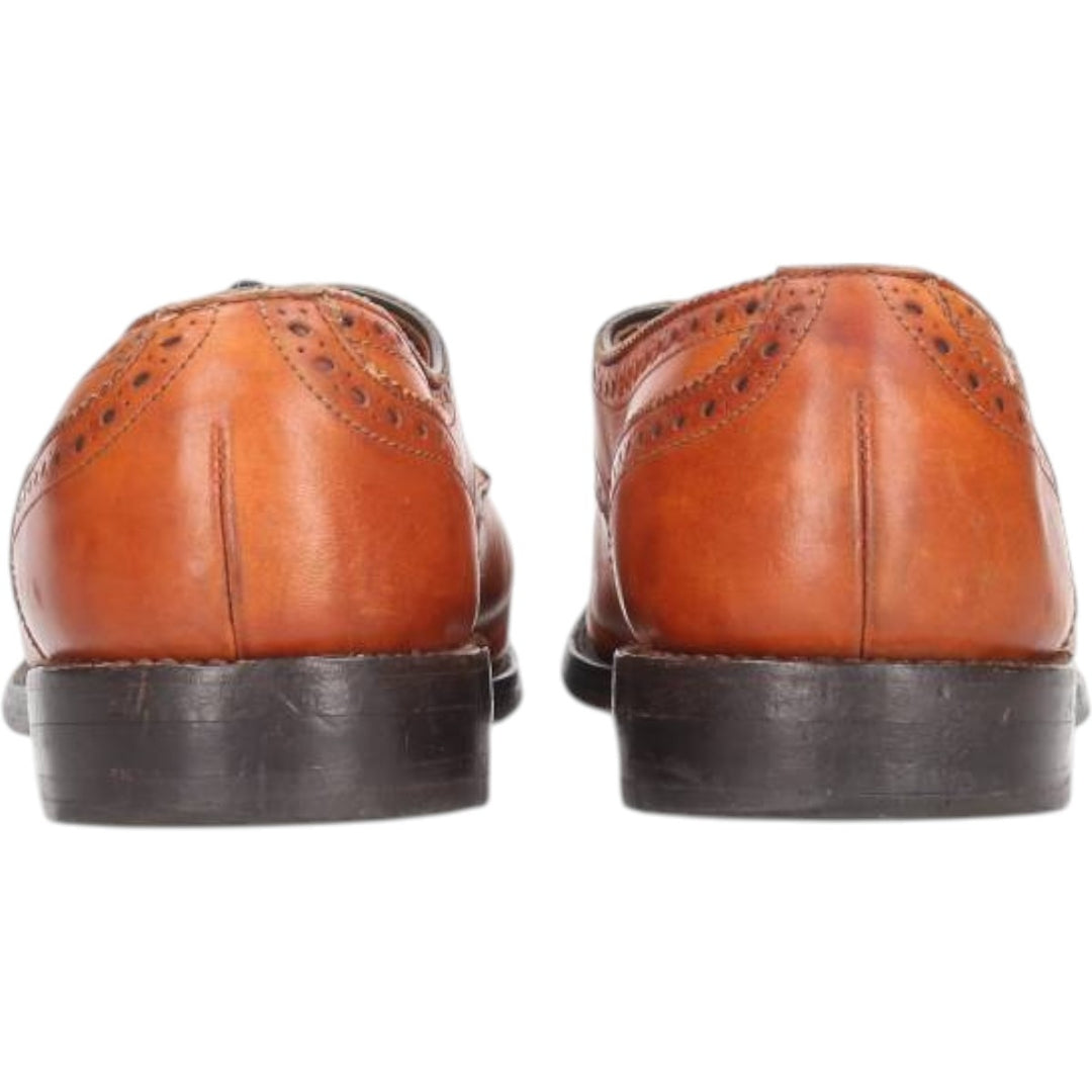 Allen Edmonds Sanford Semi-Brogue Straight-Tip Shoes, Made in USA, Size 9 1/2, AAA Men's 27.5cm genuine leather brown type Vintage Second Hand