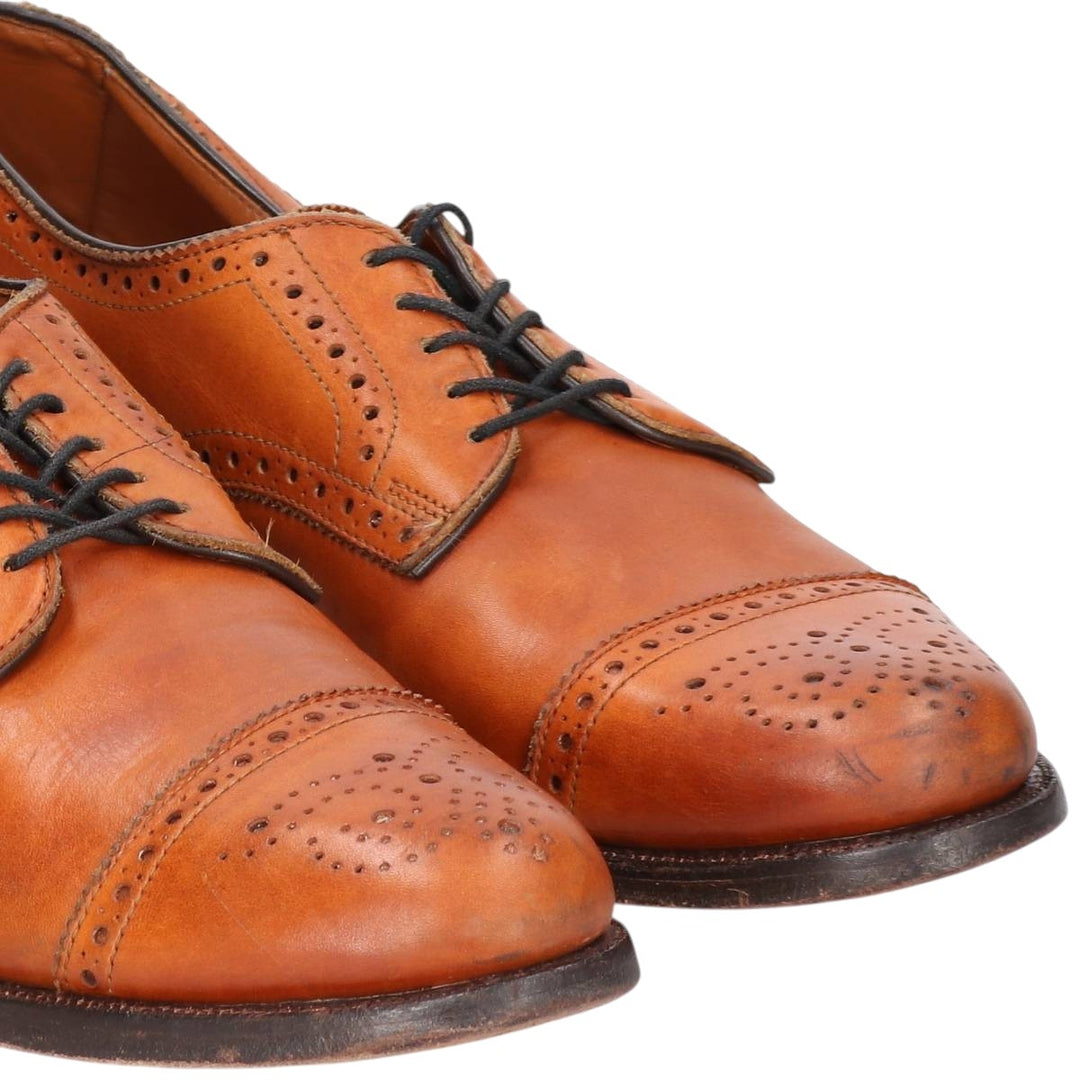 Allen Edmonds Sanford Semi-Brogue Straight-Tip Shoes, Made in USA, Size 9 1/2, AAA Men's 27.5cm genuine leather brown type Vintage Second Hand