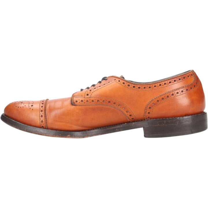 Allen Edmonds Sanford Semi-Brogue Straight-Tip Shoes, Made in USA, Size 9 1/2, AAA Men's 27.5cm genuine leather brown type Vintage Second Hand