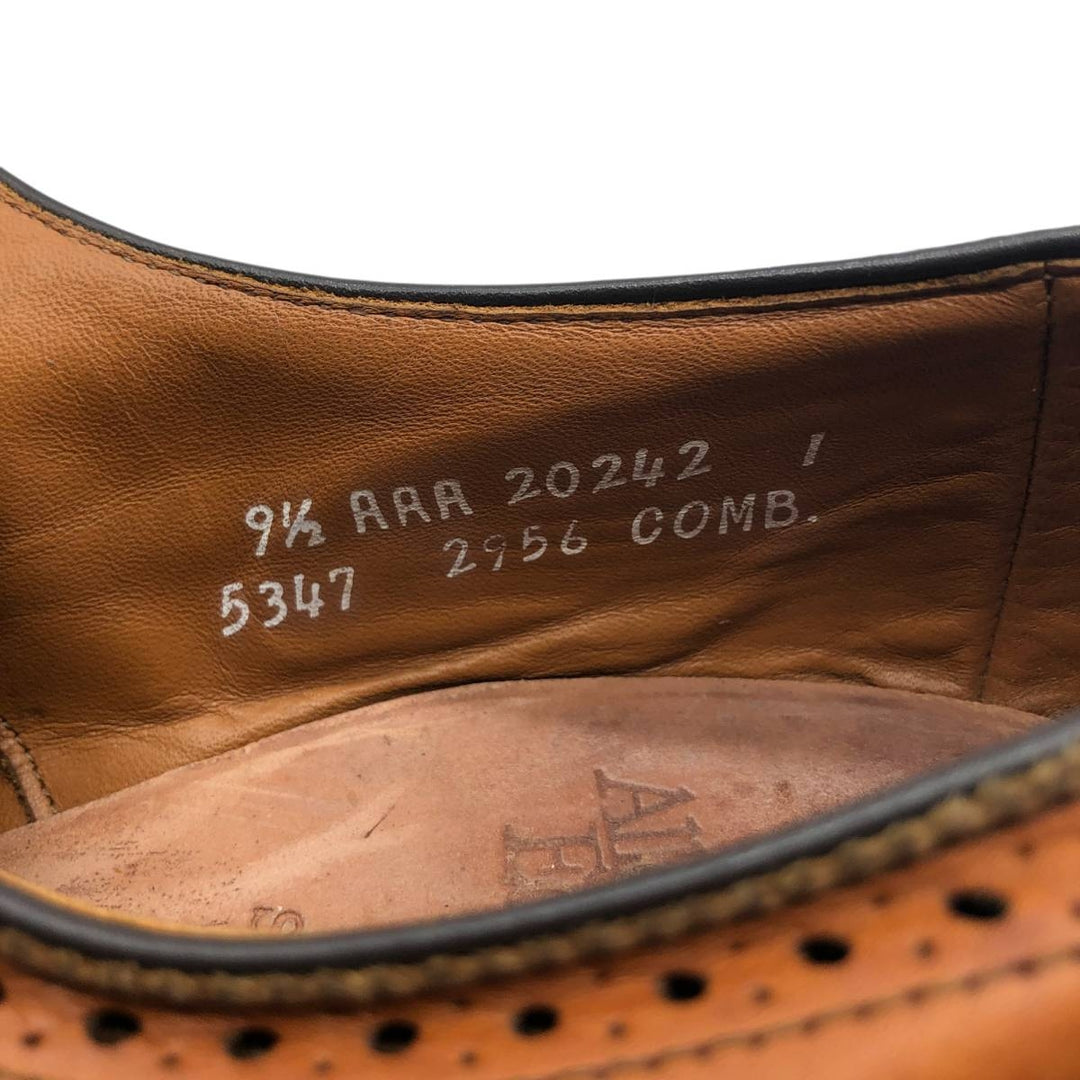 Allen Edmonds Sanford Semi-Brogue Straight-Tip Shoes, Made in USA, Size 9 1/2, AAA Men's 27.5cm genuine leather brown type Vintage Second Hand