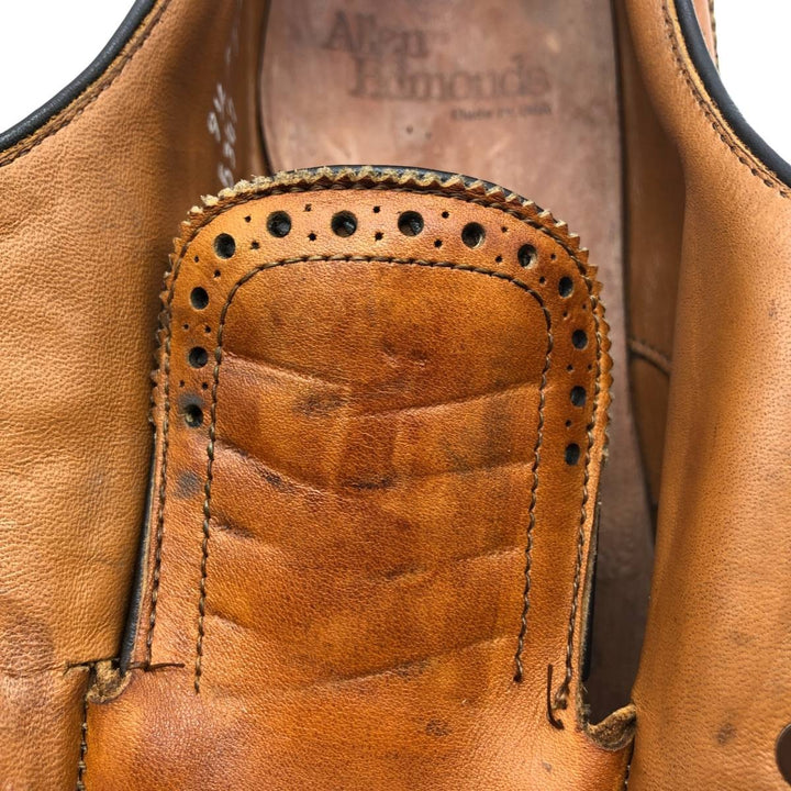 Allen Edmonds Sanford Semi-Brogue Straight-Tip Shoes, Made in USA, Size 9 1/2, AAA Men's 27.5cm genuine leather brown type Vintage Second Hand