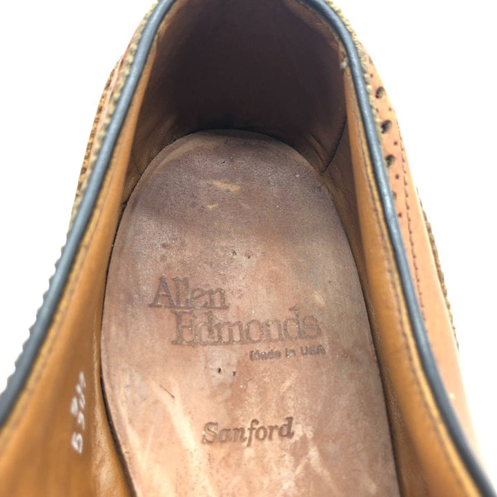 Allen Edmonds Sanford Semi-Brogue Straight-Tip Shoes, Made in USA, Size 9 1/2, AAA Men's 27.5cm genuine leather brown type Vintage Second Hand