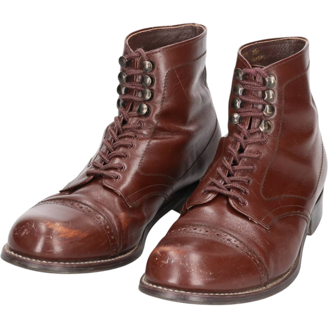 SIR IMPERIAL Straight Tip Short Boots 8 Men's 26.0cm genuine leather brown type Vintage Second Hand
