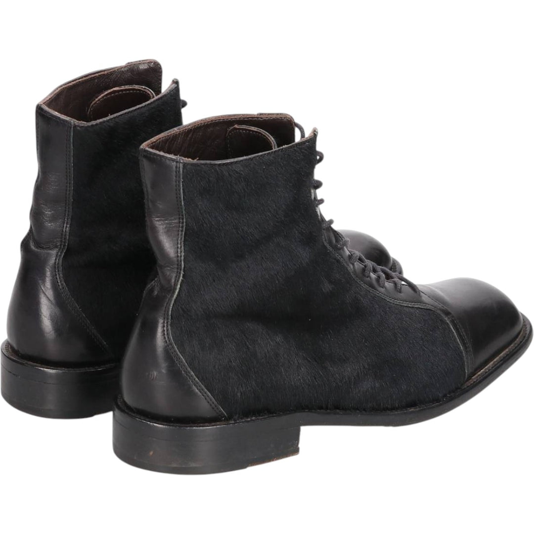 Joan and David square-toe faux fur and leather boots, size 8 1/2, made in Italy Men's 26.5cm unclear black type Vintage Second Hand