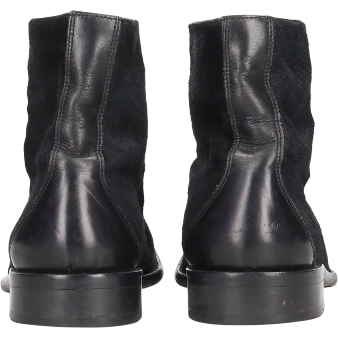Joan and David square-toe faux fur and leather boots, size 8 1/2, made in Italy Men's 26.5cm unclear black type Vintage Second Hand