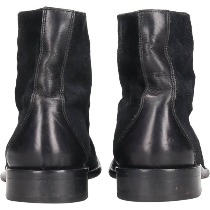 Joan and David square-toe faux fur and leather boots, size 8 1/2, made in Italy Men's 26.5cm unclear black type Vintage Second Hand