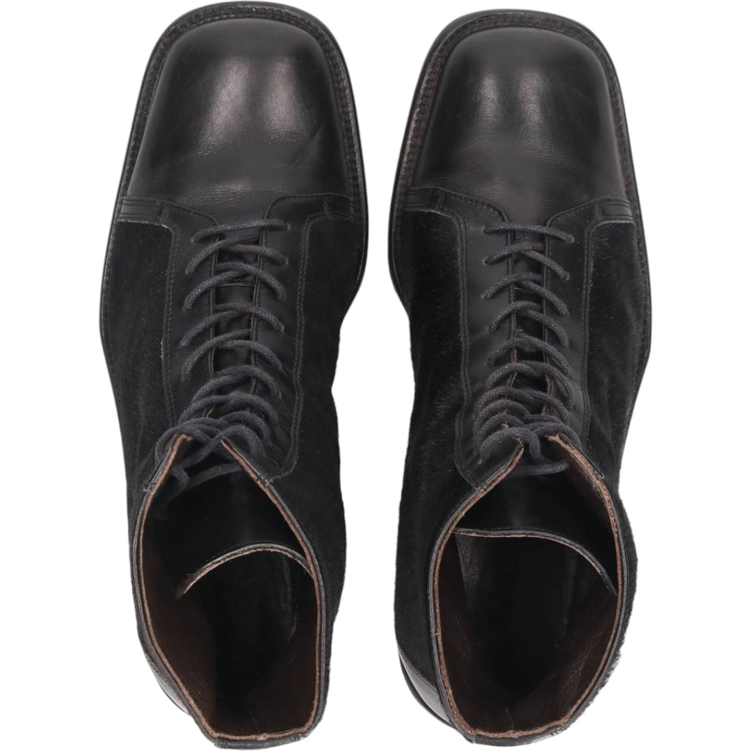 Joan and David square-toe faux fur and leather boots, size 8 1/2, made in Italy Men's 26.5cm unclear black type Vintage Second Hand
