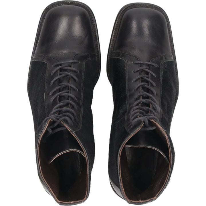 Joan and David square-toe faux fur and leather boots, size 8 1/2, made in Italy Men's 26.5cm unclear black type Vintage Second Hand