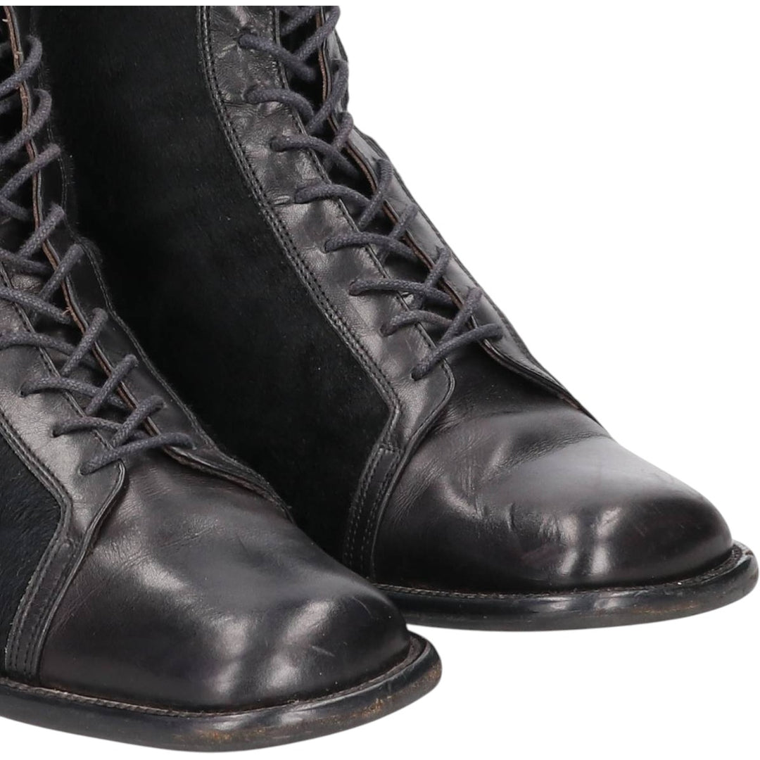 Joan and David square-toe faux fur and leather boots, size 8 1/2, made in Italy Men's 26.5cm unclear black type Vintage Second Hand