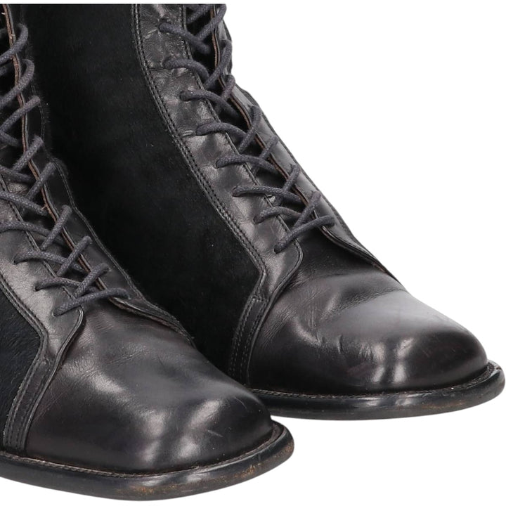 Joan and David square-toe faux fur and leather boots, size 8 1/2, made in Italy Men's 26.5cm unclear black type Vintage Second Hand