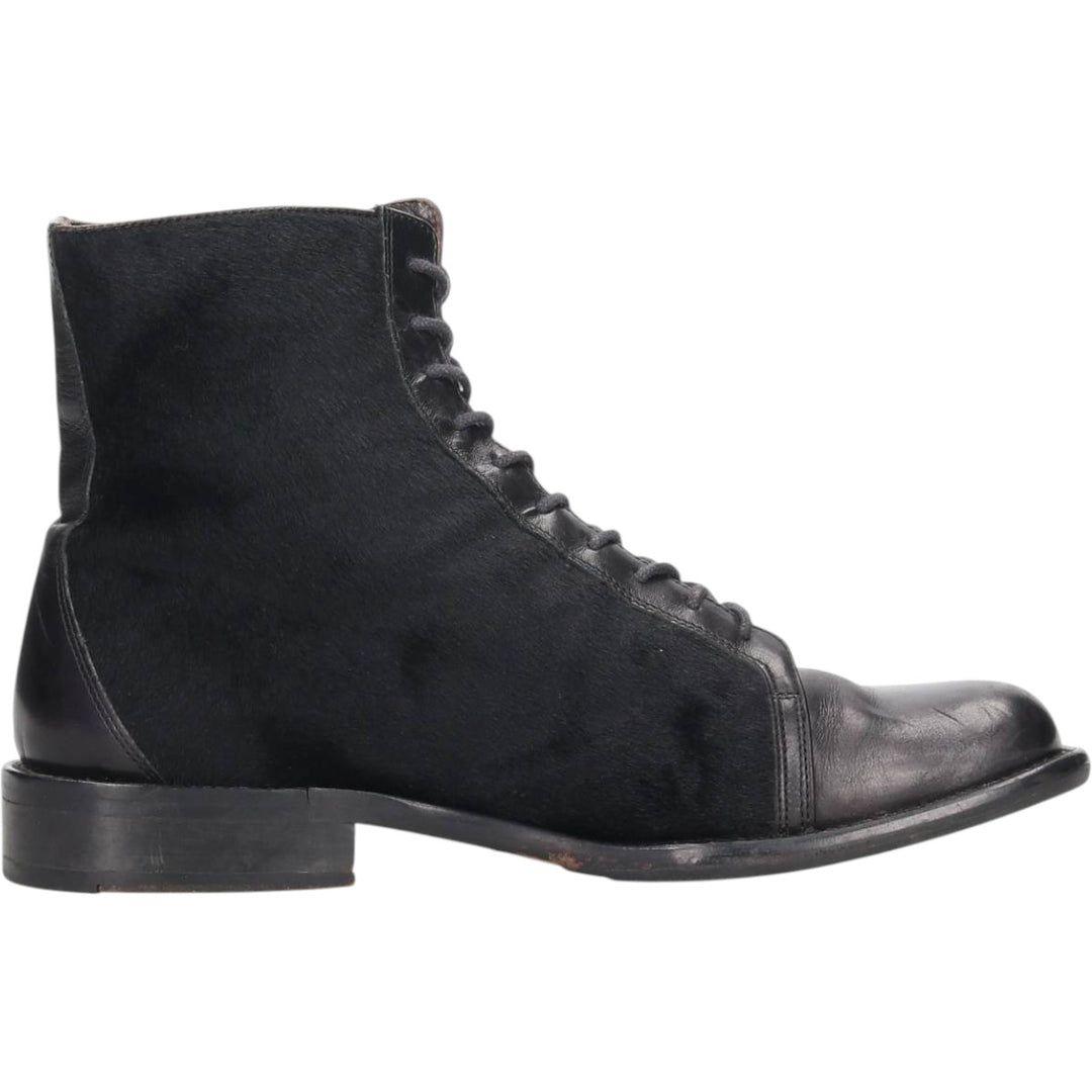 Joan and David square-toe faux fur and leather boots, size 8 1/2, made in Italy Men's 26.5cm unclear black type Vintage Second Hand