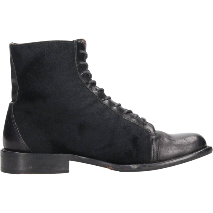 Joan and David square-toe faux fur and leather boots, size 8 1/2, made in Italy Men's 26.5cm unclear black type Vintage Second Hand