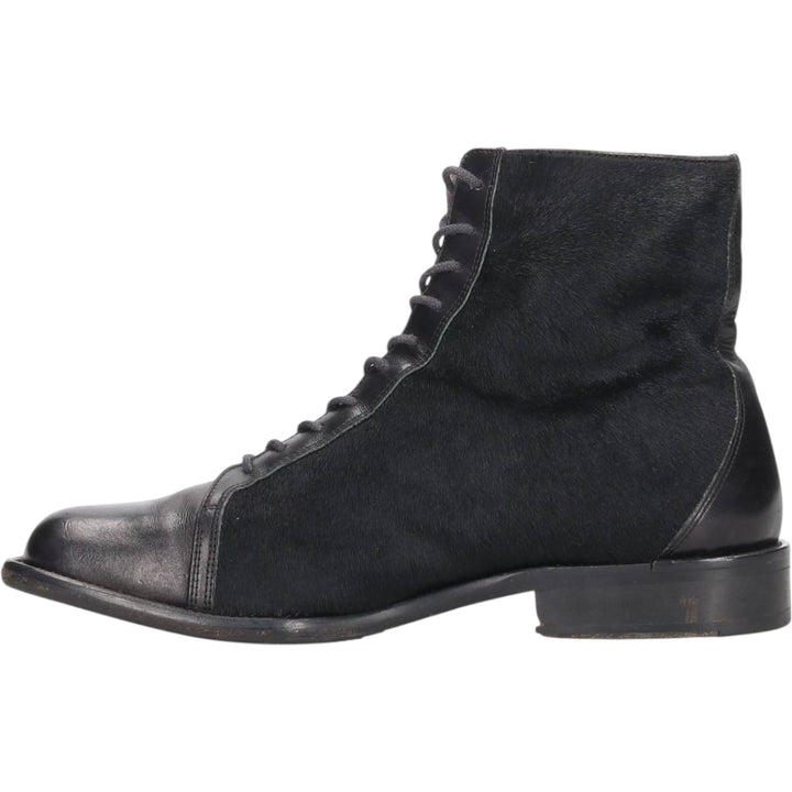Joan and David square-toe faux fur and leather boots, size 8 1/2, made in Italy Men's 26.5cm unclear black type Vintage Second Hand