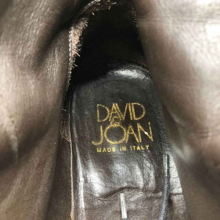 Joan and David square-toe faux fur and leather boots, size 8 1/2, made in Italy Men's 26.5cm unclear black type Vintage Second Hand