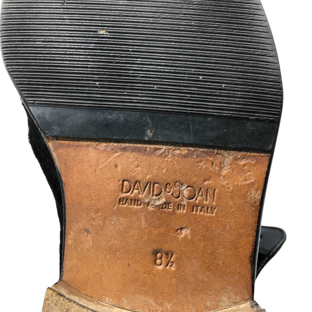 Joan and David square-toe faux fur and leather boots, size 8 1/2, made in Italy Men's 26.5cm unclear black type Vintage Second Hand