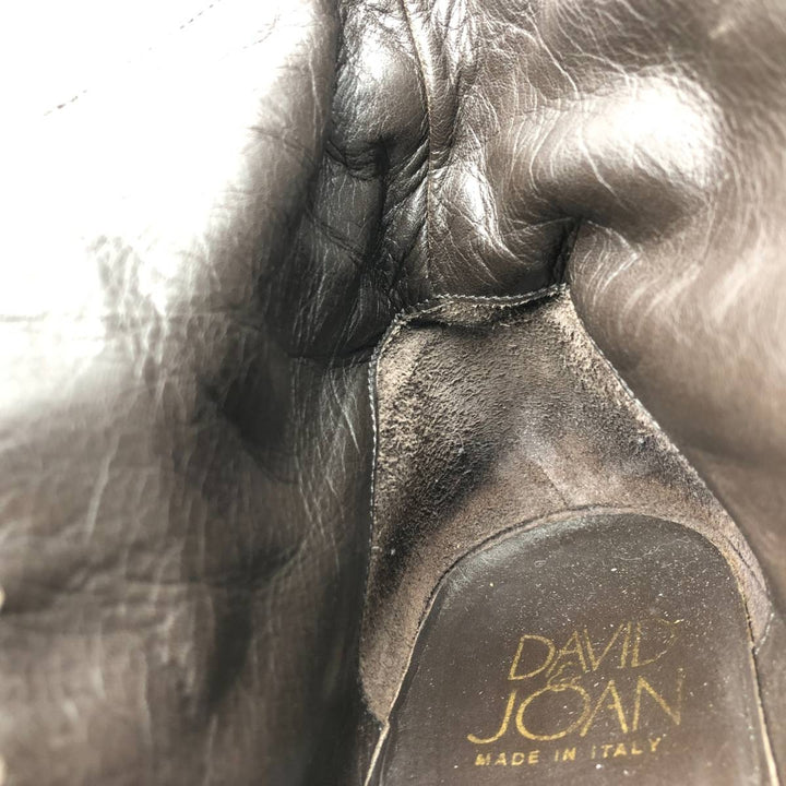 Joan and David square-toe faux fur and leather boots, size 8 1/2, made in Italy Men's 26.5cm unclear black type Vintage Second Hand