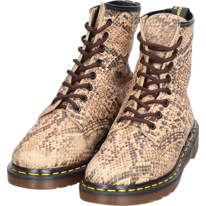 Dr. Martens Snake Print Python Pattern 8-Eye Boots, Made in England, Size 4 Women's 23.0cm unclear Beige type Vintage Second Hand