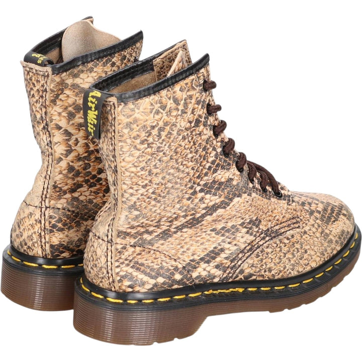 Dr. Martens Snake Print Python Pattern 8-Eye Boots, Made in England, Size 4 Women's 23.0cm unclear Beige type Vintage Second Hand