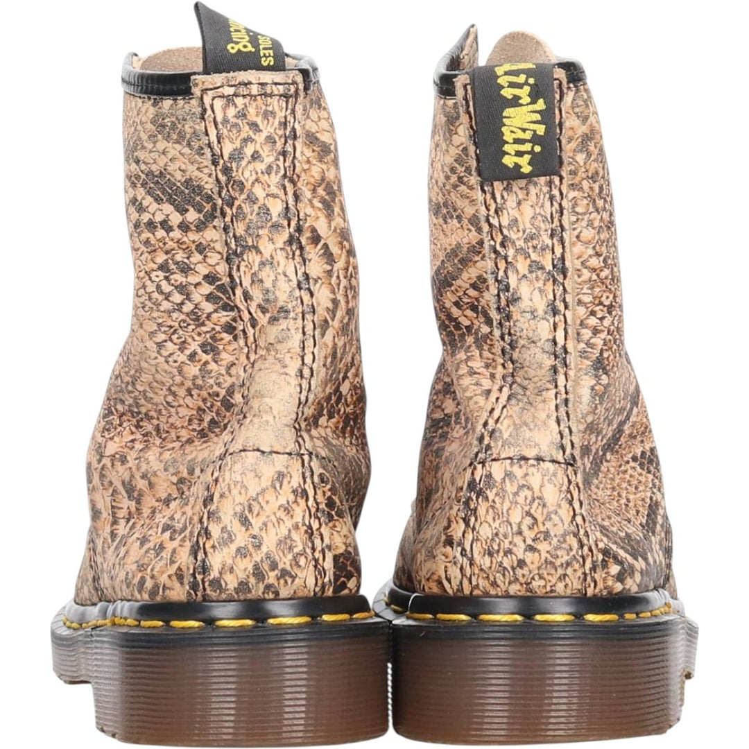 Dr. Martens Snake Print Python Pattern 8-Eye Boots, Made in England, Size 4 Women's 23.0cm unclear Beige type Vintage Second Hand