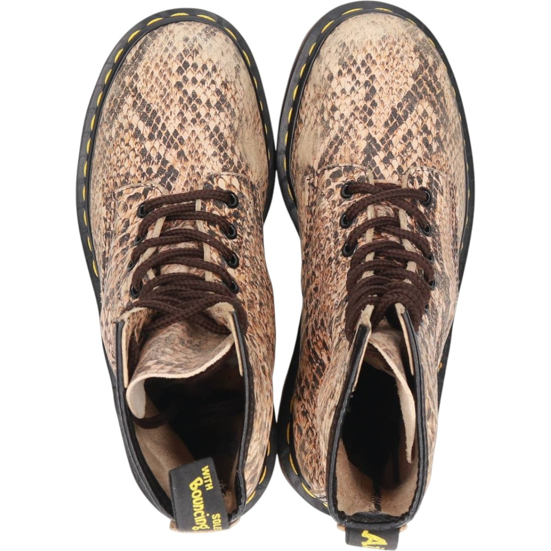 Dr. Martens Snake Print Python Pattern 8-Eye Boots, Made in England, Size 4 Women's 23.0cm unclear Beige type Vintage Second Hand