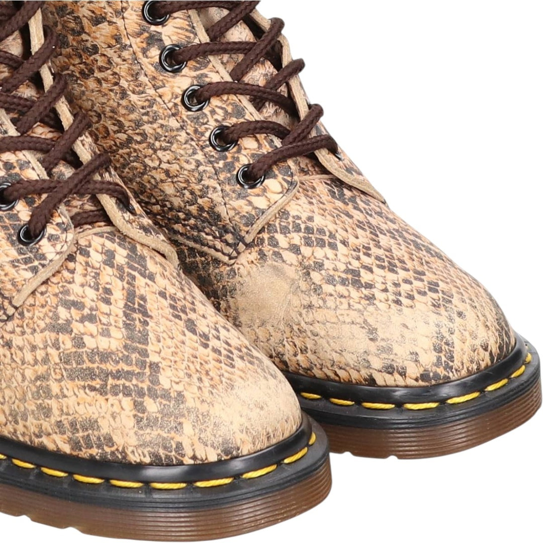 Dr. Martens Snake Print Python Pattern 8-Eye Boots, Made in England, Size 4 Women's 23.0cm unclear Beige type Vintage Second Hand