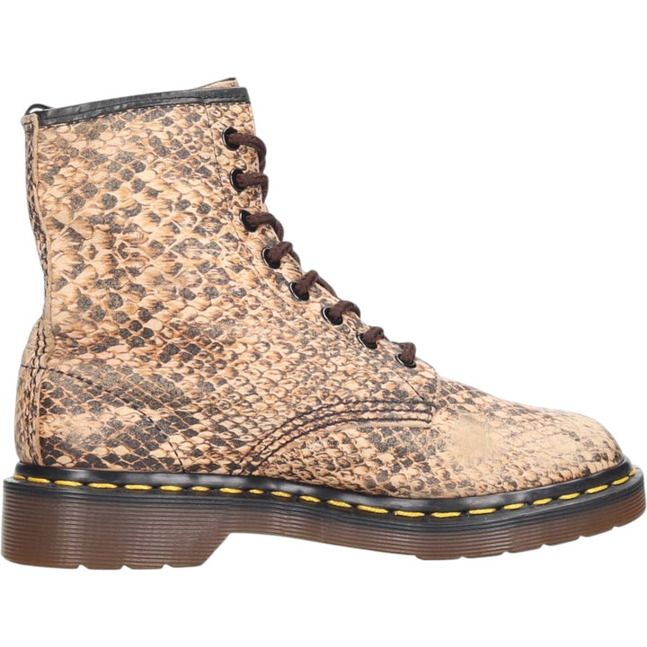 Dr. Martens Snake Print Python Pattern 8-Eye Boots, Made in England, Size 4 Women's 23.0cm unclear Beige type Vintage Second Hand