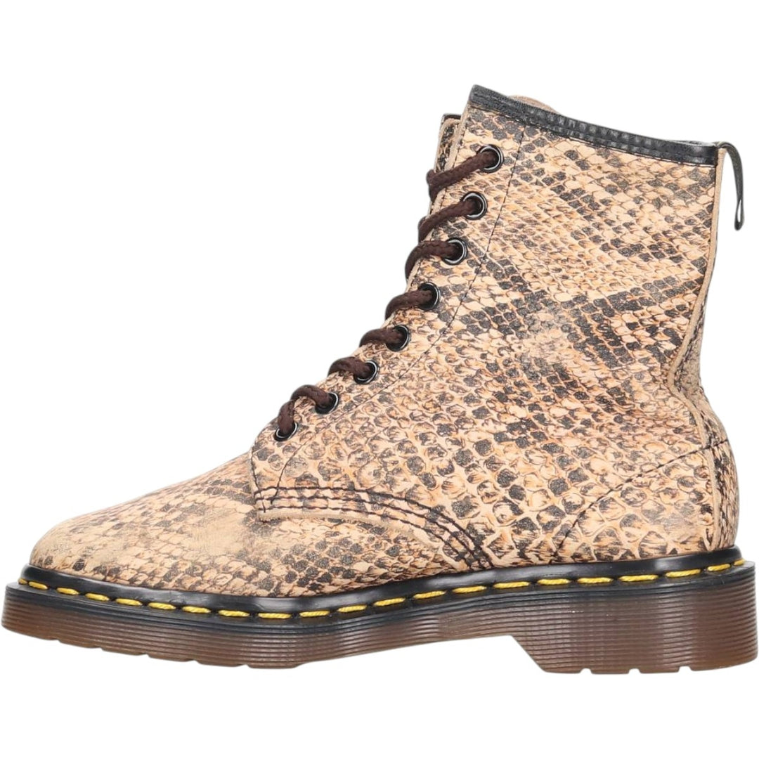 Dr. Martens Snake Print Python Pattern 8-Eye Boots, Made in England, Size 4 Women's 23.0cm unclear Beige type Vintage Second Hand