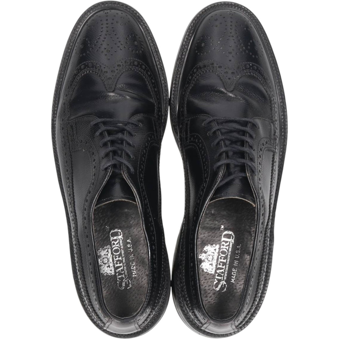 Stafford Full Brogue Wingtip Shoes Made in USA Men's 26.0cm genuine leather black type Vintage Second Hand