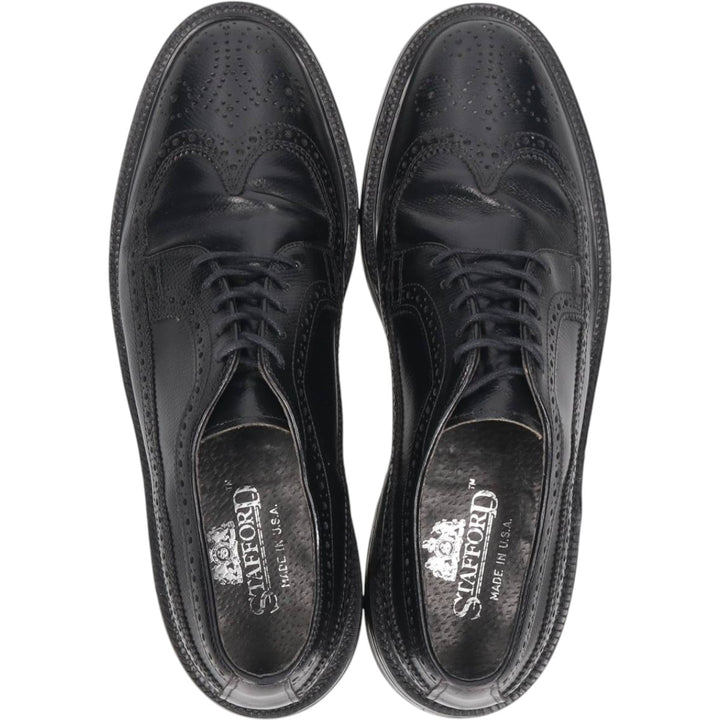 Stafford Full Brogue Wingtip Shoes Made in USA Men's 26.0cm genuine leather black type Vintage Second Hand