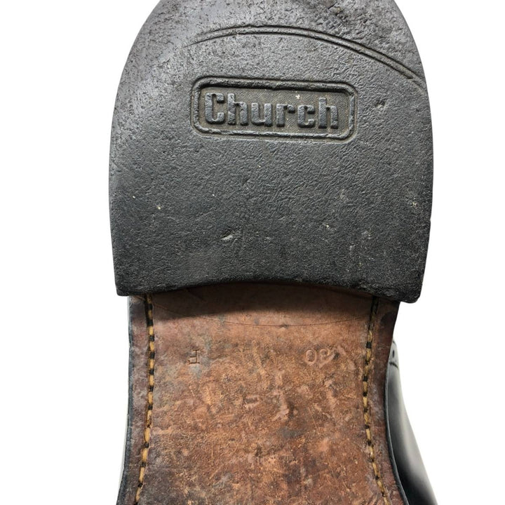 Church's semi-brogue straight-tip shoes Men's 26.5cm genuine leather black type Vintage Second Hand