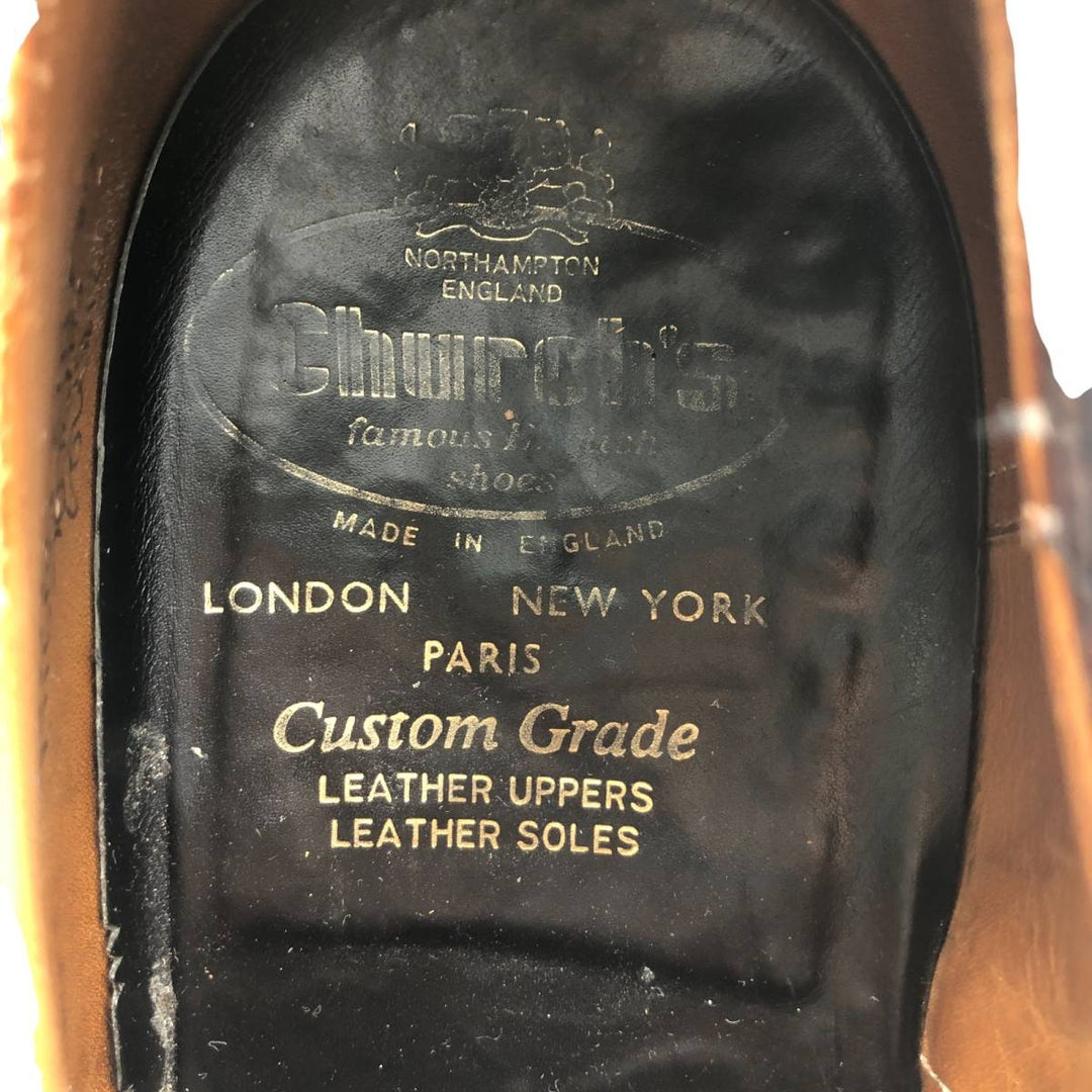 Church's Custom Grade Straight Tip Shoes, Made in England, Size 9.5D Men's 28.0cm genuine leather black type Vintage Second Hand
