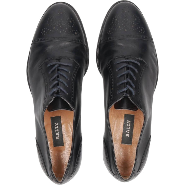 Bally semi-brogue straight-tip shoes, made in Italy, size 8 1/2 D Men's 27.0cm genuine leather black type Vintage Second Hand