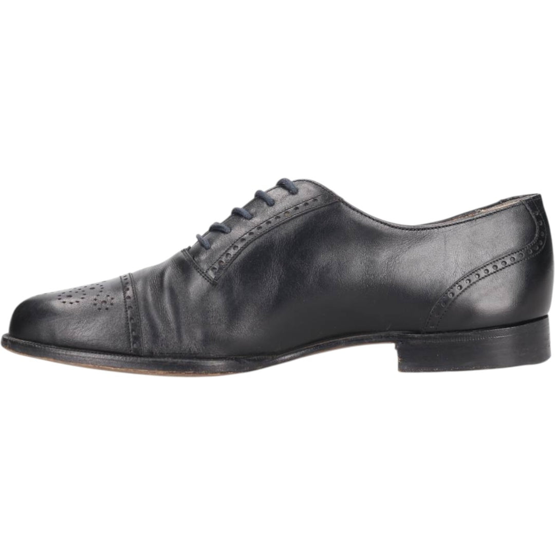 Bally semi-brogue straight-tip shoes, made in Italy, size 8 1/2 D Men's 27.0cm genuine leather black type Vintage Second Hand