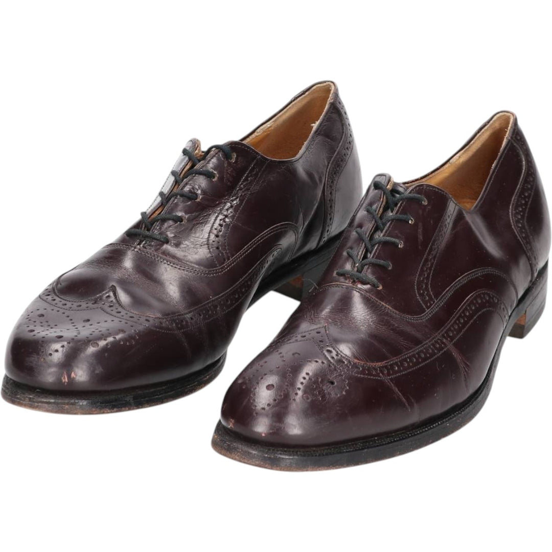 Johnston & Murphy Optima Full Brogue Wingtip Shoes, Made in USA, Size 9 1/2 Men's 27.5cm unclear burgundy type Vintage Second Hand