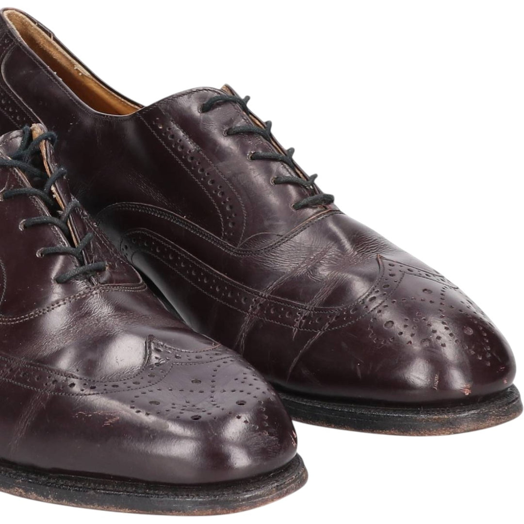 Johnston & Murphy Optima Full Brogue Wingtip Shoes, Made in USA, Size 9 1/2 Men's 27.5cm unclear burgundy type Vintage Second Hand