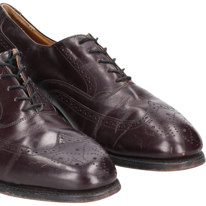 Johnston & Murphy Optima Full Brogue Wingtip Shoes, Made in USA, Size 9 1/2 Men's 27.5cm unclear burgundy type Vintage Second Hand