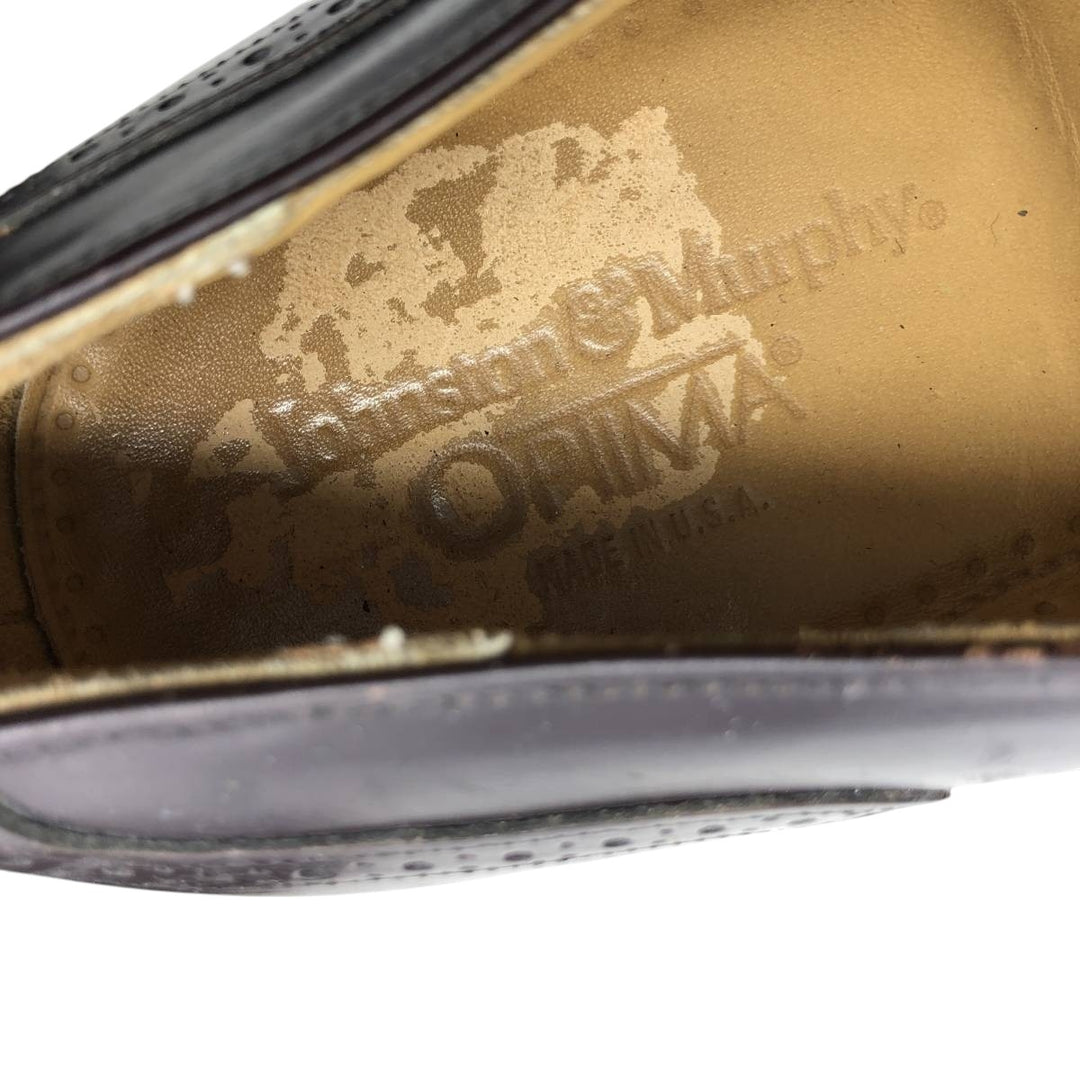 Johnston & Murphy Optima Full Brogue Wingtip Shoes, Made in USA, Size 9 1/2 Men's 27.5cm unclear burgundy type Vintage Second Hand
